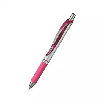 Pentel EnerGel Xm bolígrafo de gel retráctil - tinta rosa - cuerpo rosa - detalles plateados - 0.35 mm punta de aguja