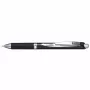 Pentel BLP77-AX bolígrafo de gel retráctil - tinta negra - 0.7 mm - a base de pigmento - cuerpo negro - clip plateado - caja