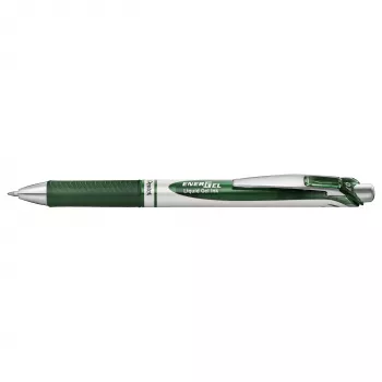 Pentel Energel BL77 bolígrafo de gel retráctil - tinta verde - cuerpo verde - detalles plateados - 0,7 mm - punta media - base de agua - 1 unidad