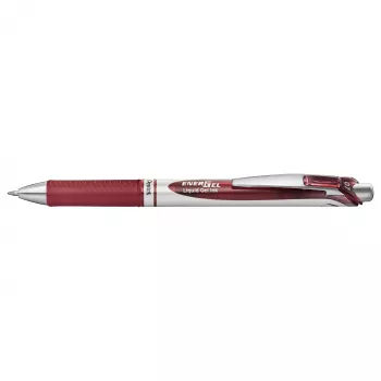 Pentel Energel BL77 bolígrafo de gel retráctil - tinta burdeos - 0,7 mm - clip plateado - cuerpo redondo