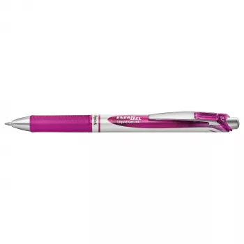 Pentel Energel BL77 bolígrafo de gel retráctil - tinta magenta - 0,7 mm - punta media - detalles plateados