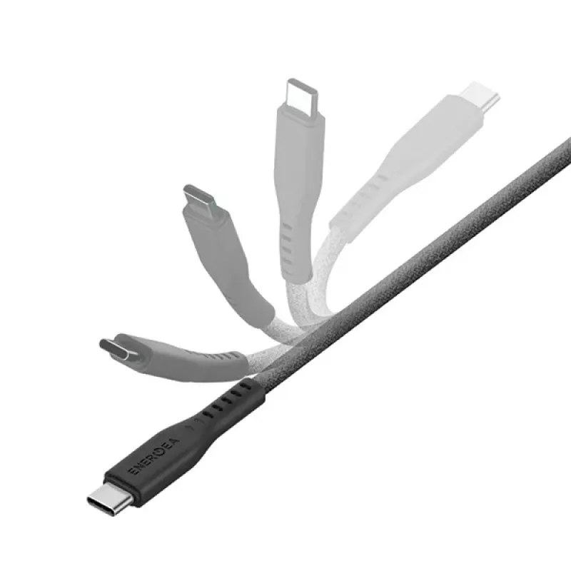ENERGEA Flow cable USB-C a Lightning 1,5m negro 60W 3A PD carga rápida certificado MFi