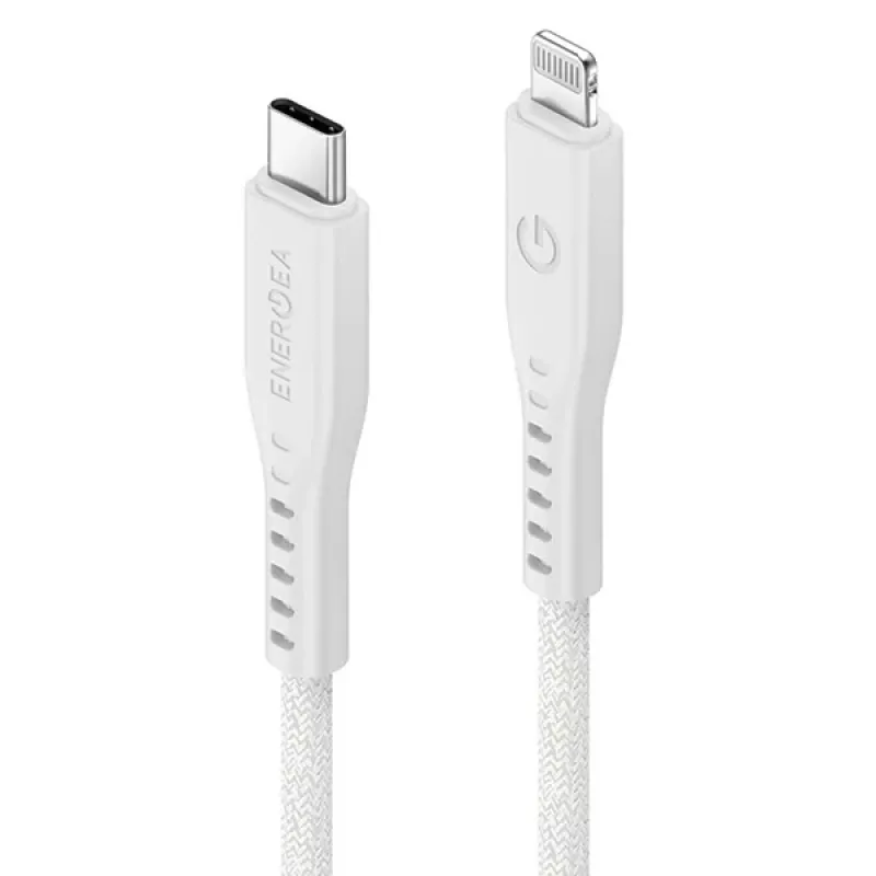 ENERGEA Flow cable USB-C a Lightning 1,5m blanco 60W 3A PD carga rápida MFi