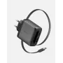 ENERGEA Ampcharge Arc 65W GaN Cargador de pared USB-A/USB-C con cable USB-C retráctil, Gunmetal
