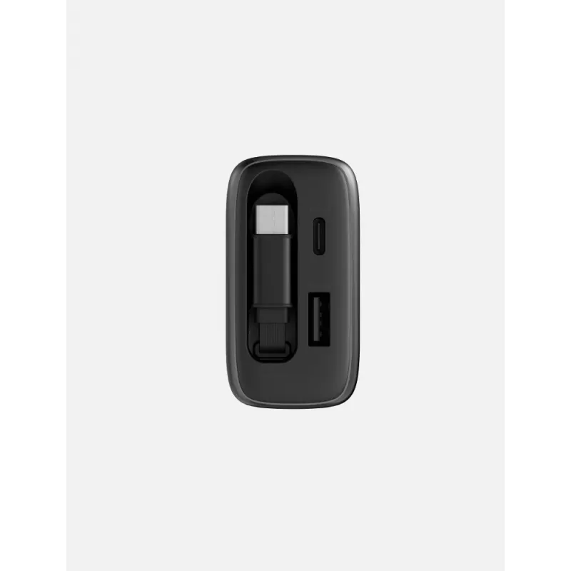 ENERGEA Ampcharge Arc 65W GaN Cargador de pared USB-A/USB-C con cable USB-C retráctil, Gunmetal