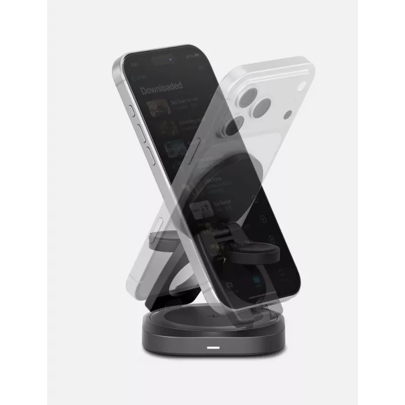 ENERGEA Alumag GYRO 360 Cargador inalámbrico Qi2 giratorio 25W plegable Gunmetal