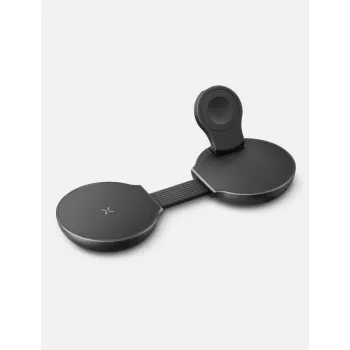 ENERGEA Alumag Trio 2 3-in-1 Estación de carga inalámbrica Qi2 plegable 25W Gunmetal