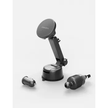 ENERGEA MagdriveKit 15W Soporte para coche – Estación de carga inalámbrica magnética para parabrisas, salpicadero, rejilla de ventilación – negro