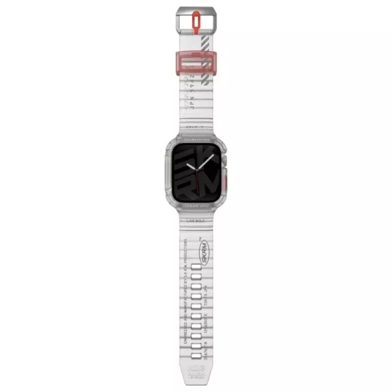 SKINARMA Saido Funda y correa 2 en 1 para Apple Watch 45/44mm, Clear/Transparente