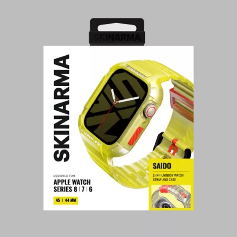 Skinarma Saido Correa y funda 2 en 1 para Apple Watch 45/44mm Amarillo neón