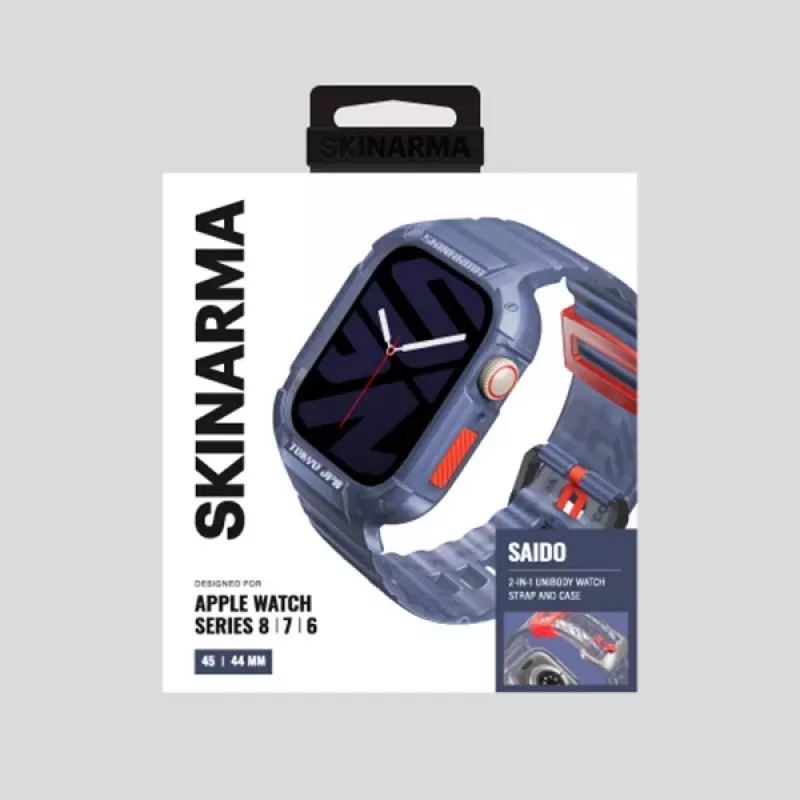 Skinarma Saido Funda 2 en 1 con correa integrada para Apple Watch 45/44mm Azul oscuro
