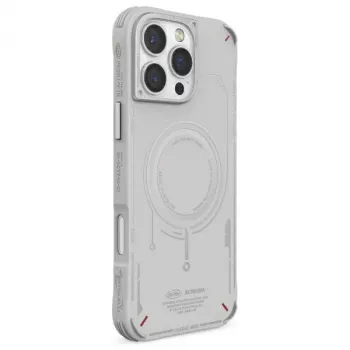 SKINARMA Mecha Case para iPhone 16 Pro Max 6,9 inch carga magnética gris claro