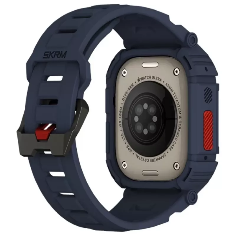 SKINARMA Mecha funda 2 en 1 con correa para Apple Watch Ultra 49mm azul marino
