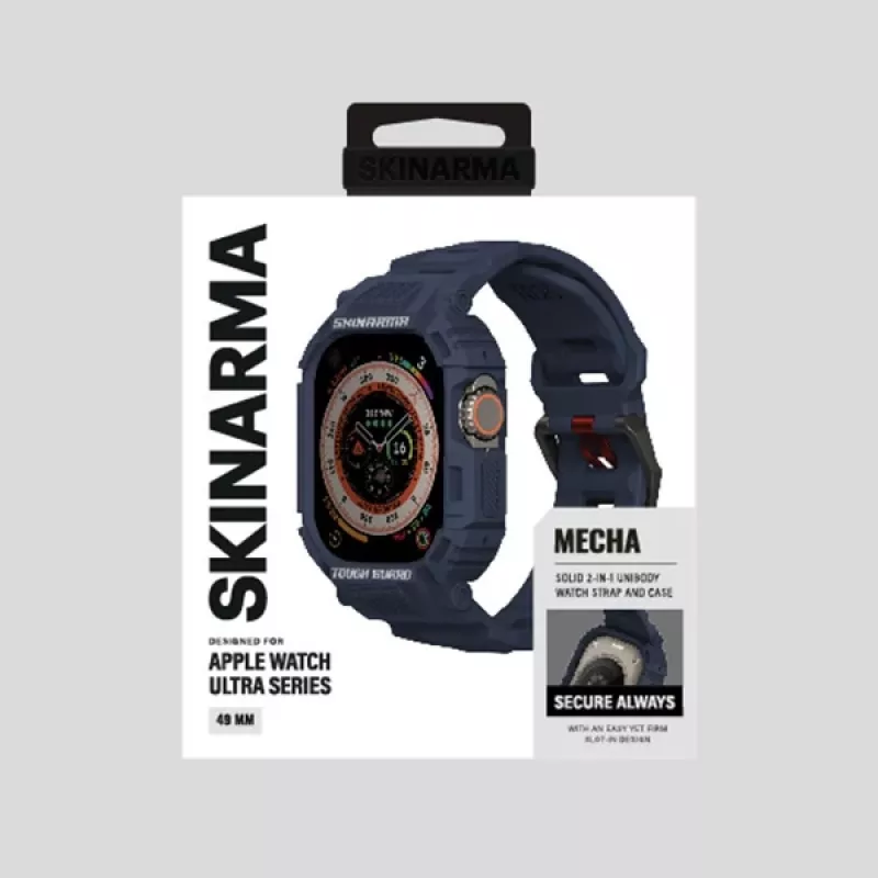 SKINARMA Mecha funda 2 en 1 con correa para Apple Watch Ultra 49mm azul marino