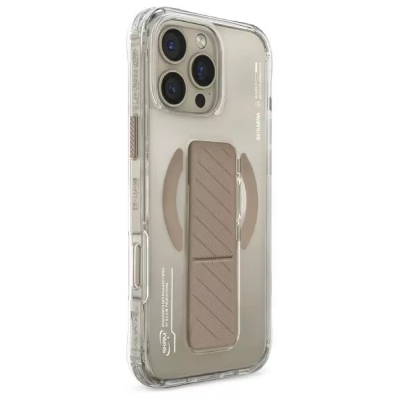 SKINARMA Axon funda con carga magnética + soporte con agarre para iPhone 16 Pro 6,3