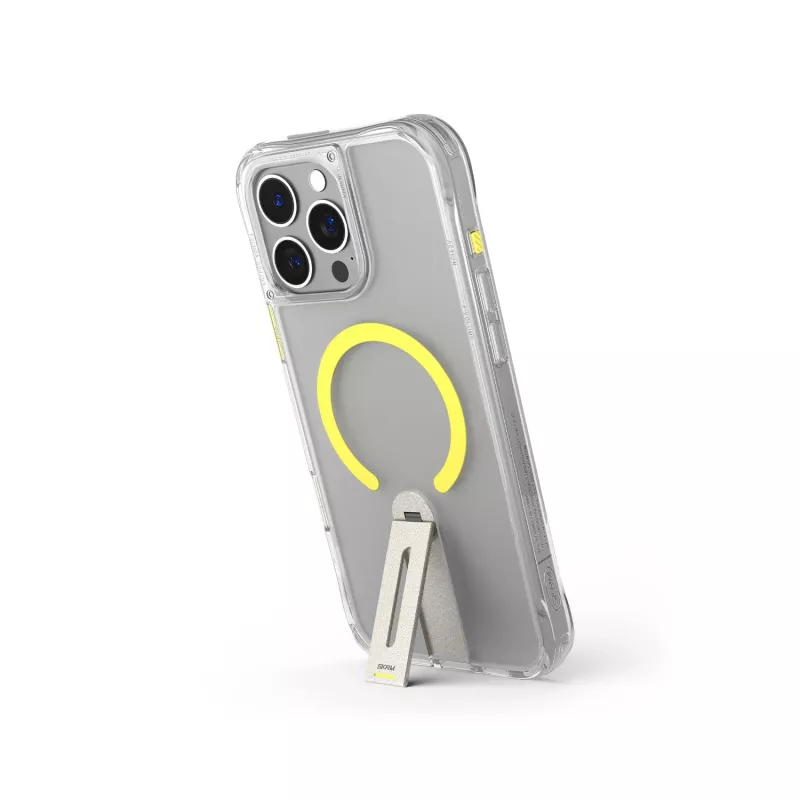Skinarma Helix funda con carga magnética y soporte giratorio 360 para iPhone 16 Pro, transparente