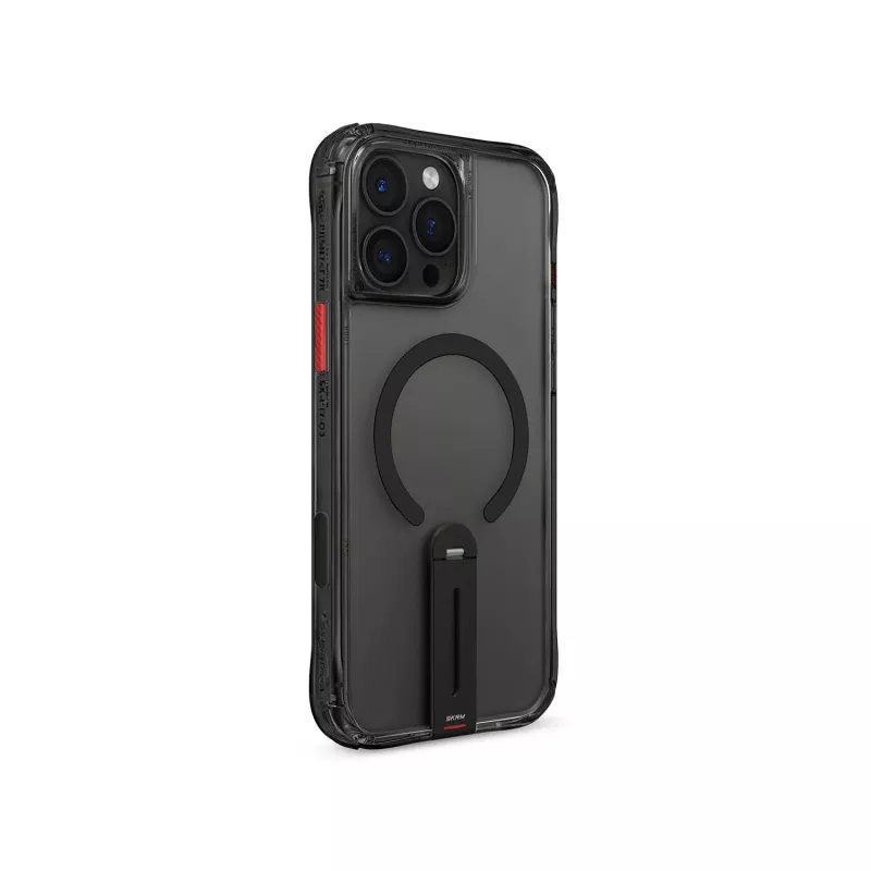 Skinarma Helix funda con carga magnética y soporte giratorio 360 para iPhone 16 Pro negra