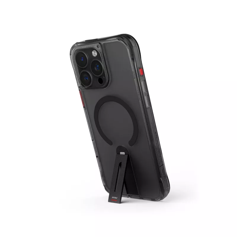 Skinarma Helix funda con carga magnética y soporte giratorio 360 para iPhone 16 Pro negra