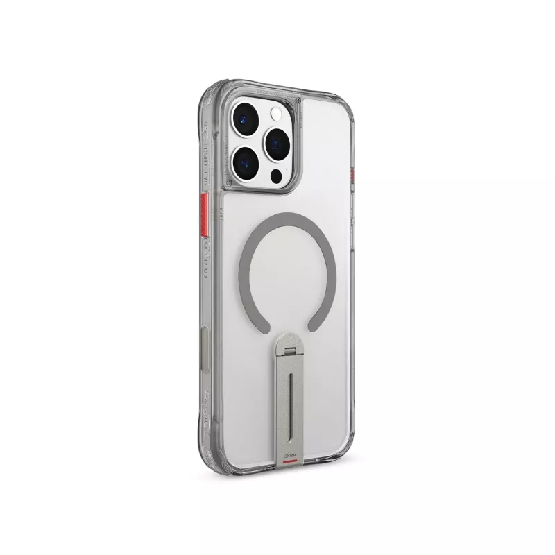 Skinarma Helix funda para iPhone 16 Pro, carga magnética, soporte giratorio 360°, titanio