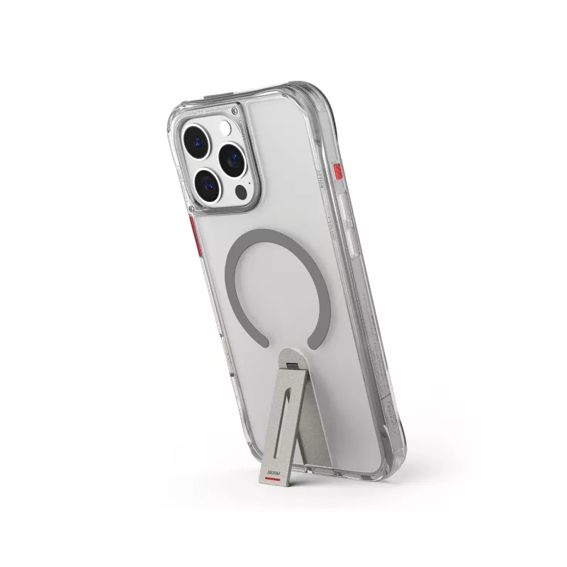 Skinarma Helix funda para iPhone 16 Pro, carga magnética, soporte giratorio 360°, titanio