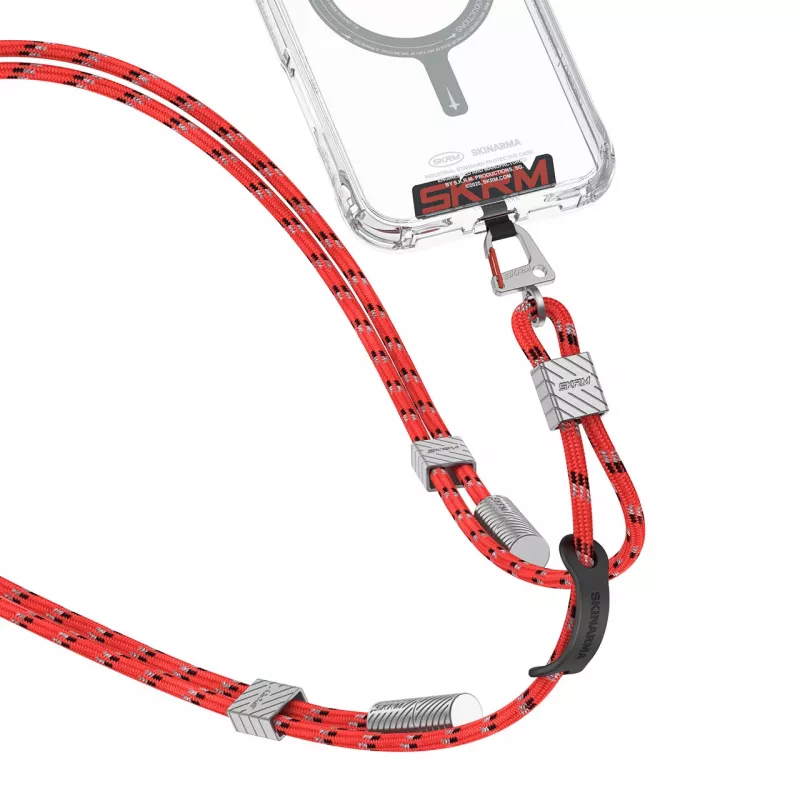 Skinarma Dyno Ve cordón para teléfono 2 en 1 con cable de carga USB-C, 30 cm, rojo
