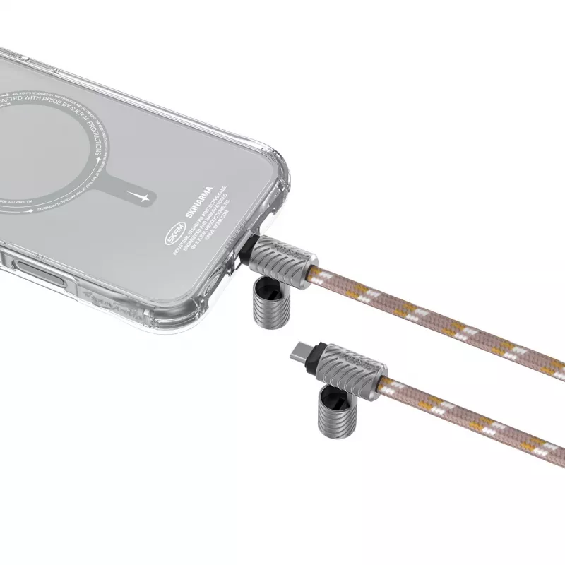 SKINARMA Dyno Ve cordón y cable para teléfono 2 en 1 USB-C a USB-C 80cm beige