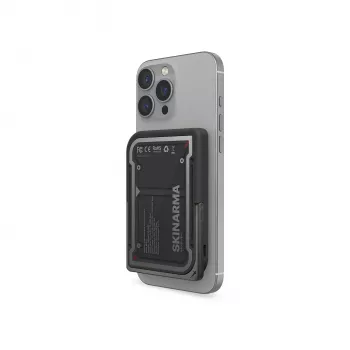 Skinarma Nexus Mecha batería externa magnética con soporte plegable 5000mAh 20W PD USB-C MagSafe negra