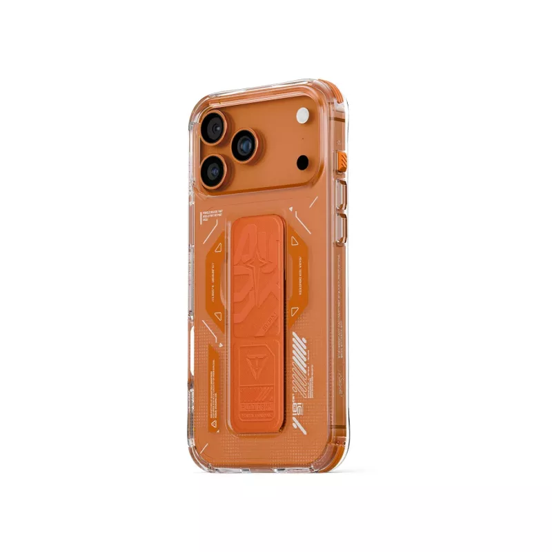 Skinarma Helio funda para iPhone 17 Pro Max carga magnética + soporte con agarre naranja