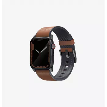 UNIQ Straden Correa híbrida de piel para Apple Watch Series 1/2/3/4/5/6/7/8/9/10/11/SE/SE2/SE3/Ultra/Ultra 2/Ultra 3 42/44/45/49 mm - Grey