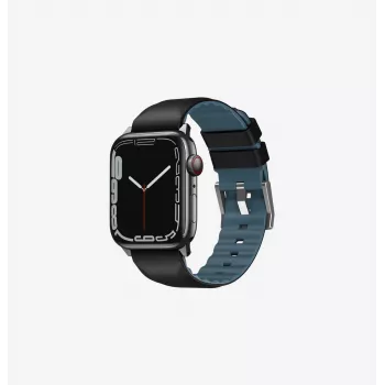 UNIQ Linus Correa para Apple Watch Serie 1/2/3/4/5/6/7/8/9/SE/SE2/SE3 38/40/41mm Airosoft Silicona Negro Medianoche