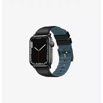 UNIQ Linus Correa para Apple Watch Serie 1/2/3/4/5/6/7/8/9/SE/SE2/SE3/Ultra/Ultra 2/Ultra 3 42/44/45/49mm Airosoft Silicona Negro Medianoche