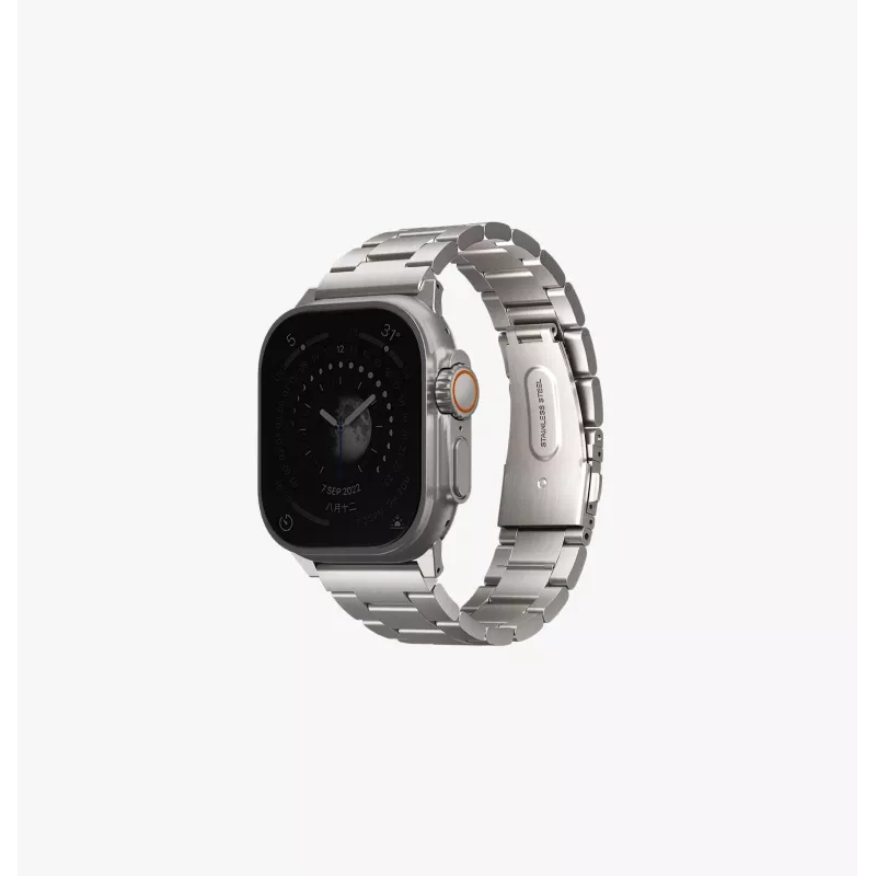 UNIQ Osta Correa para Apple Watch 42/44/45/49mm Brazalete de eslabones de acero inoxidable Negro medianoche