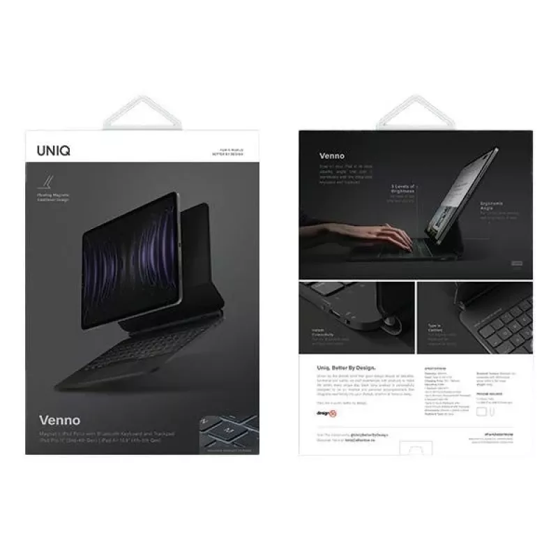 UNIQ Venno funda con teclado inteligente magnético para iPad Pro 11 (2022/2021) y iPad Air 10.9 (2022/2020) - Ebony Black