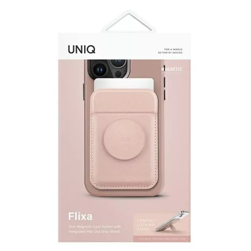 UNIQ Flixa cartera magnética para tarjetas con soporte blush pink MagSafe