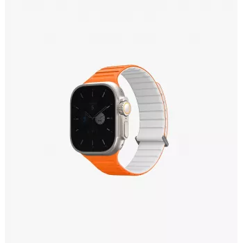 UNIQ Revix Evo correa de silicona magnética reversible para Apple Watch Series 1/2/3/4/5/6/7/8/9/SE/SE2/SE3/Ultra/Ultra2/Ultra3 42/44/45/49mm viridian green / burnt yellow