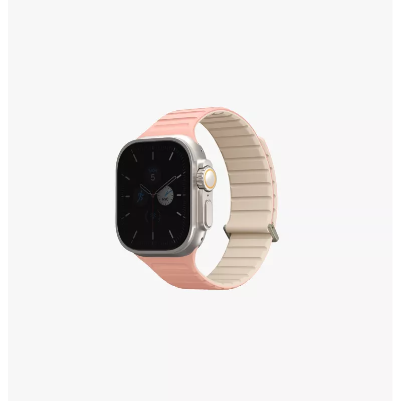 UNIQ Revix Evo correa de silicona magnética reversible para Apple Watch Series 1/2/3/4/5/6/7/8/9/SE/SE2/SE3/Ultra/Ultra2/Ultra3 42/44/45/49mm viridian green / burnt yellow