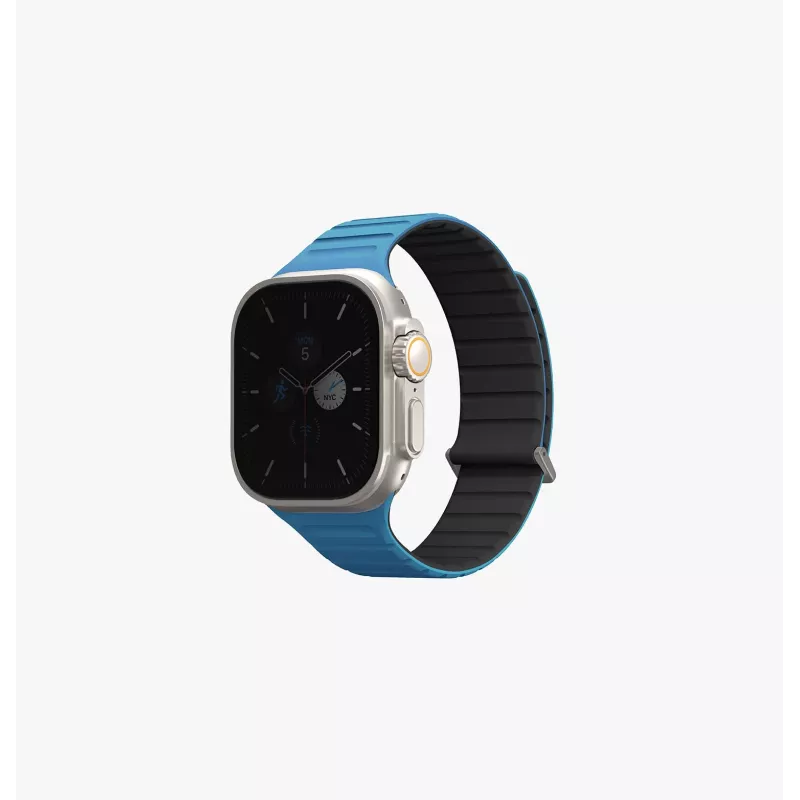 UNIQ Revix Evo correa de silicona magnética reversible para Apple Watch Series 1/2/3/4/5/6/7/8/9/SE/SE2/SE3/Ultra/Ultra2/Ultra3 42/44/45/49mm viridian green / burnt yellow