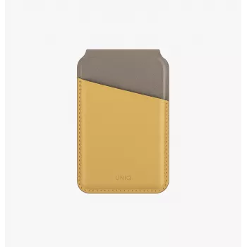 UNIQ Lyden DS cartera magnética con RFID y soporte para teléfono canary yellow / flint grey