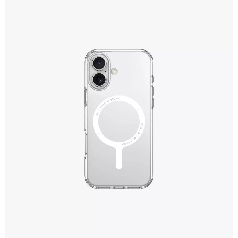 UNIQ Clario funda para Apple iPhone 16 6,1 pulgadas con carga MagClick Lucent Clear