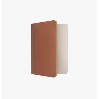 UNIQ Belmont Portapasaporte con Apple Find My y bloqueo RFID, Karamellbeige
