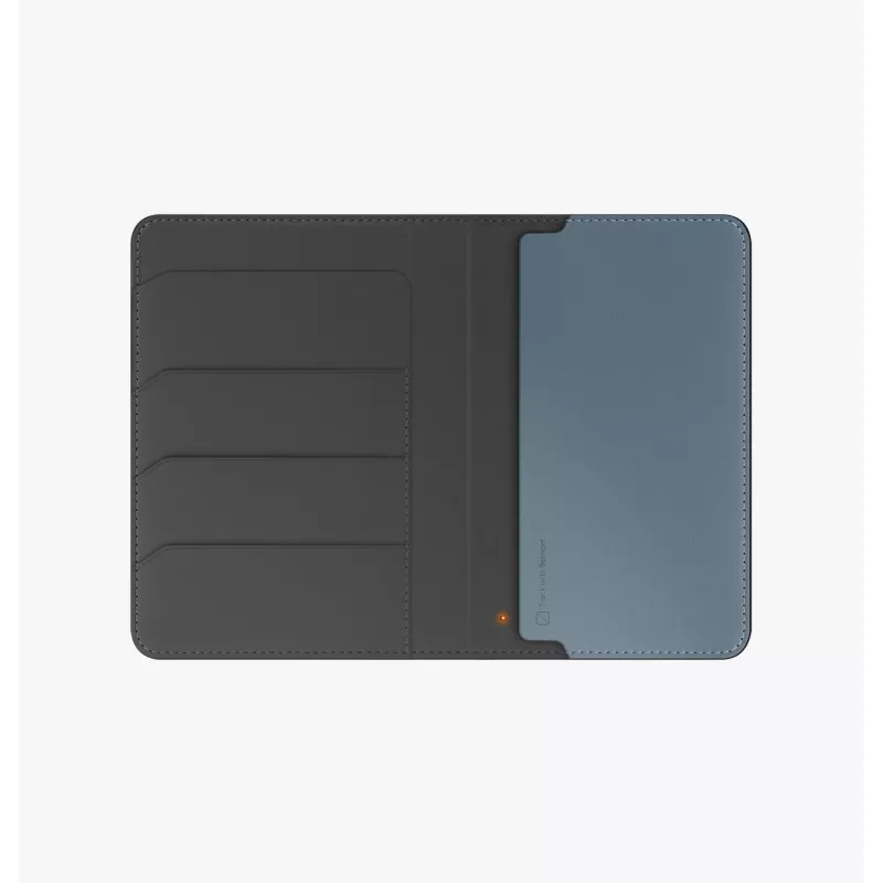 UNIQ Belmont Passport Holder con Apple Find My y bloqueo RFID, gris-azul