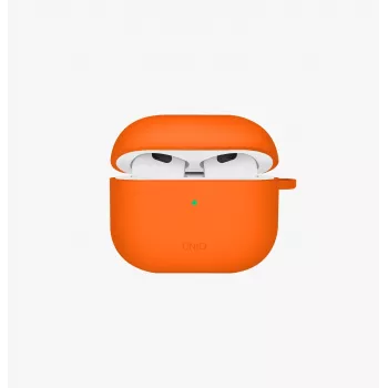 UNIQ Nexo funda para AirPods 4 con ganchos para las orejas, silicona, Volt Orange