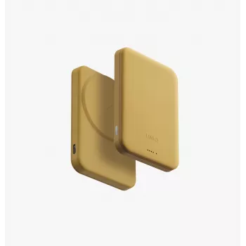 UNIQ Lyden Lexa batería externa magnética 5000mAh PD USB-C MagSafe, amarillo