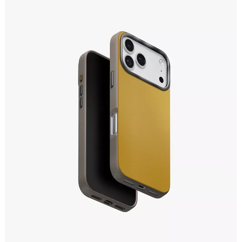 UNIQ Lyden DS Case para iPhone 17 Pro con función de carga MagClick, Naranja/Gris