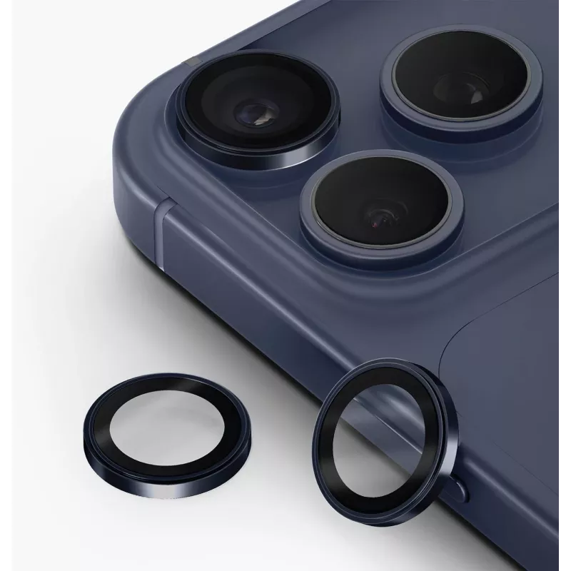 UNIQ Optix Prime protector de lente de cámara para iPhone 17 Pro / 17 Pro Max / 15 Pro / 15 Pro Max con aplicador, azul marino