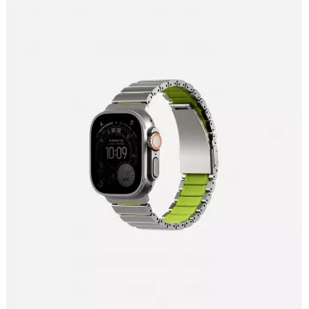 UNIQ Strova Flex Correa para Apple Watch 44/45/46/49mm Series 1/2/3/4/5/6/7/8/9/10/11/SE/SE2/SE3/Ultra/Ultra 2/Ultra 3 Silver-Lime