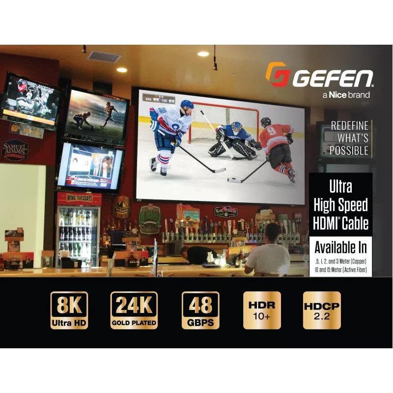 Gefen GEF-CAB-HS-HDMI-2M Cable HDMI 2.1 2m Negro 48Gbit/s 3D