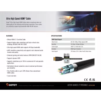 Gefen GEF-CAB-HS-HDMI-10M Cable HDMI 2.1 Ultra High Speed 10m - 48 Gbit/s - 8K - Negro