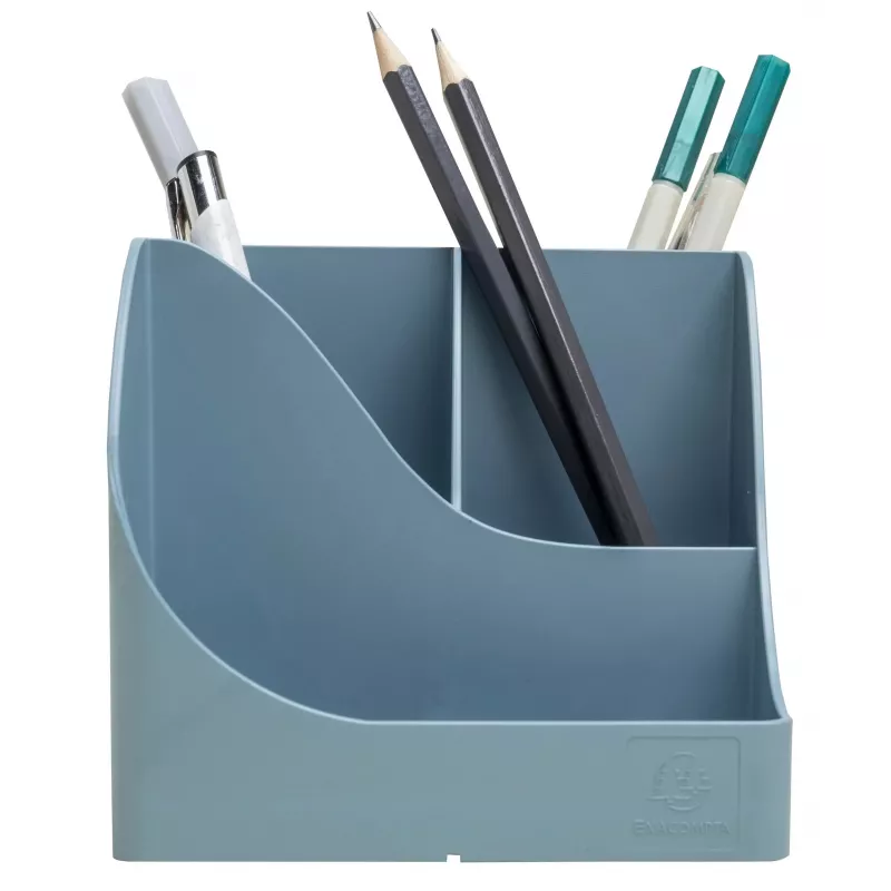 Exacompta Pen Wave AutentiK portalápices de 5 compartimentos azul grisáceo