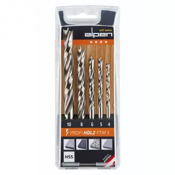 ALPEN-MAYKESTAG Alpen PTM 5 Profi Holz set de brocas para madera 4-5-6-8-10, pack de 5, 4-10 mm